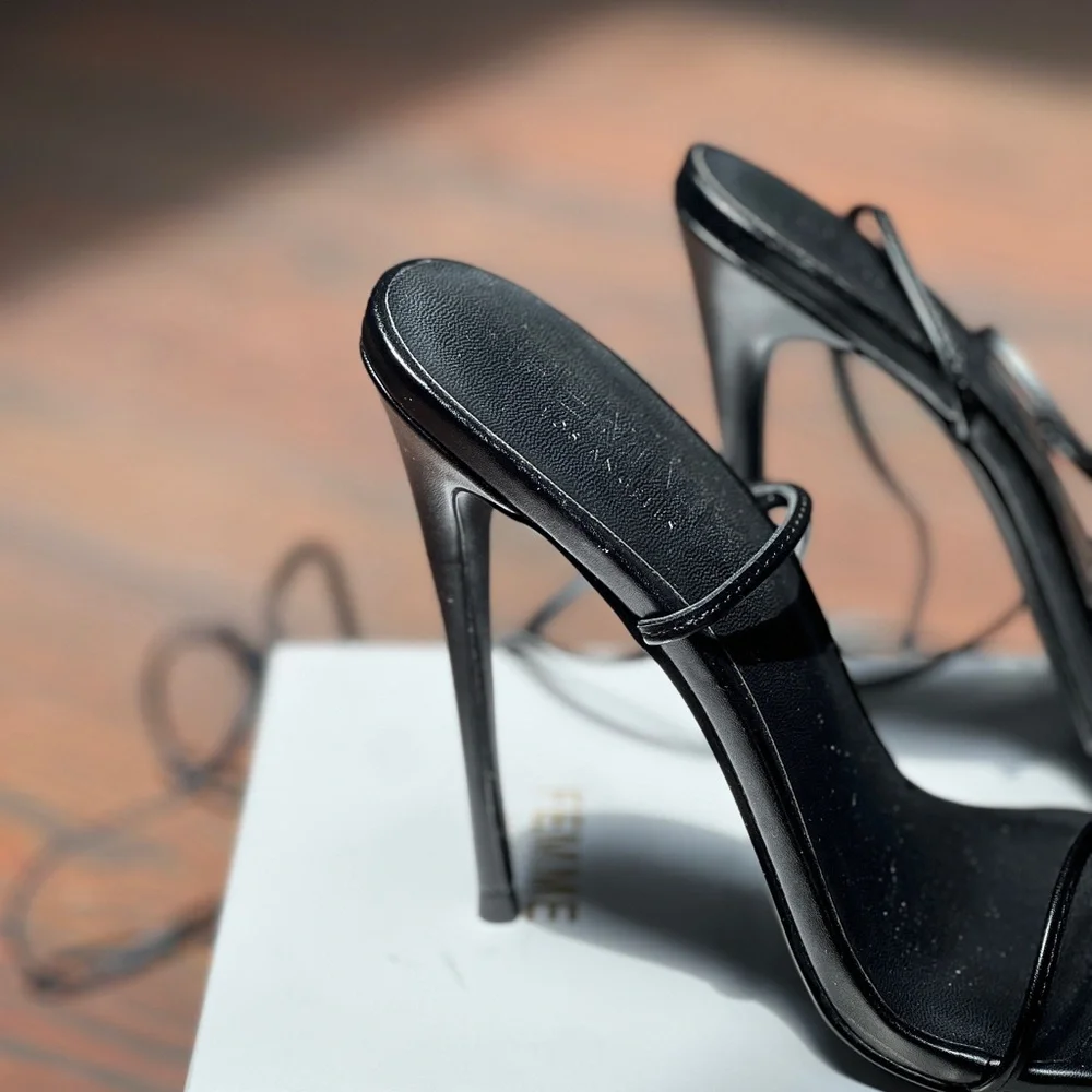 FEMME Los Angeles Luce Minimale - Black Strappy High Heel Sandals